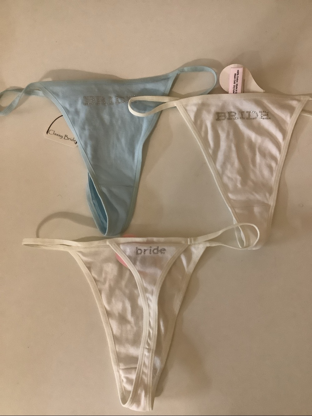 Cotton Sisters Size Large “Bride” Thongs Bundle of 3. New with Tags